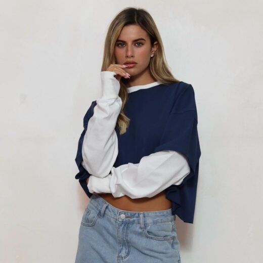 חולצה קרופ שילוב כפפה
